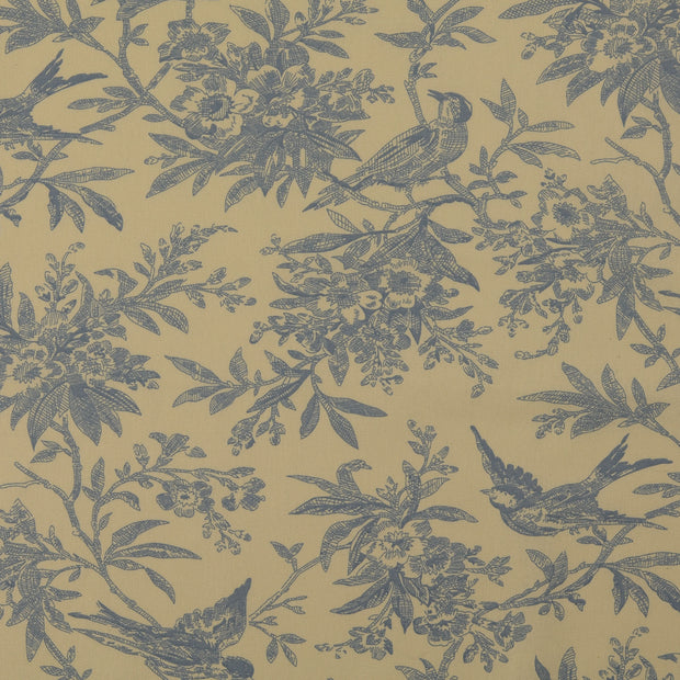 Cotton Poplin fabric Leaves Baby Blue