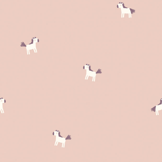 Jersey fabric Horses Light Pink