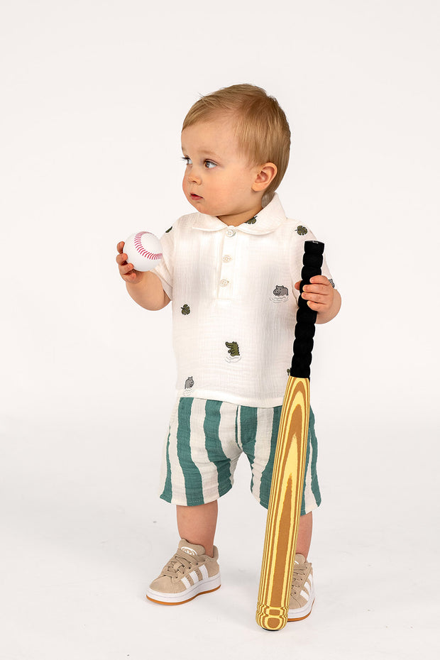 Muslin fabric Stripes Green