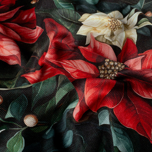 Panama fabric Flowers Black