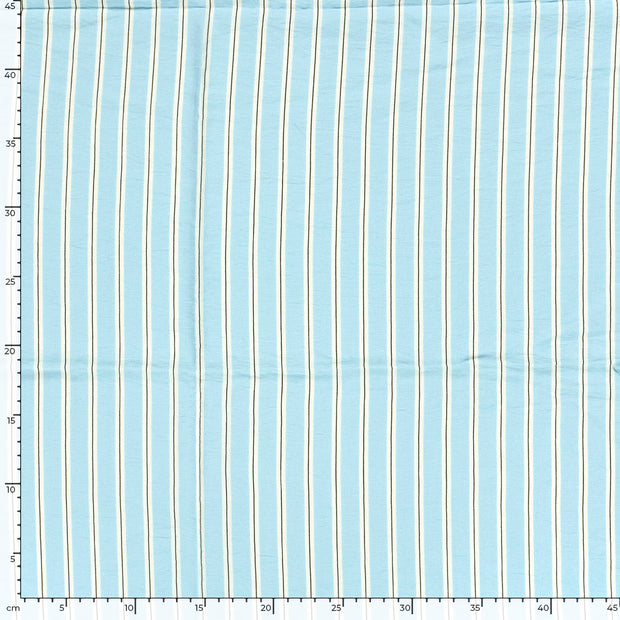 Viscose Nylon Crepe fabric Stripes Light Blue