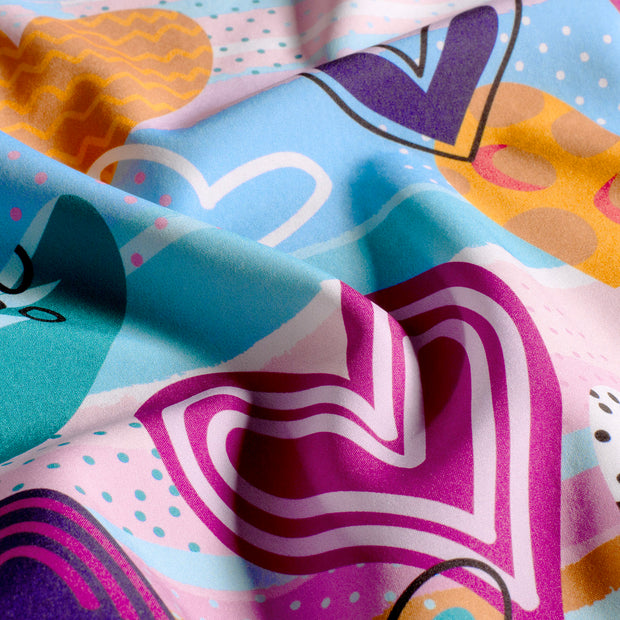 Softshell fabric Hearts Baby Blue