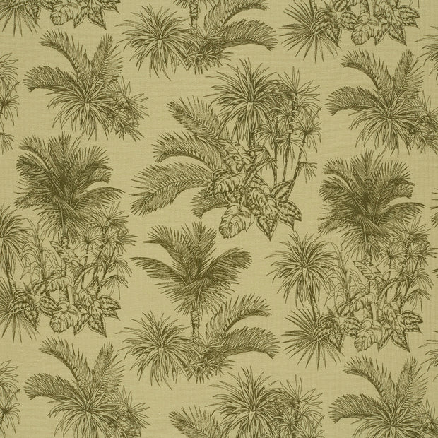 Muslin fabric Khaki Green matte 