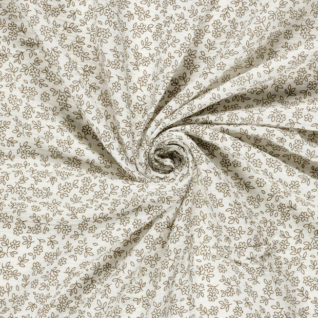Muslin fabric Off White printed 