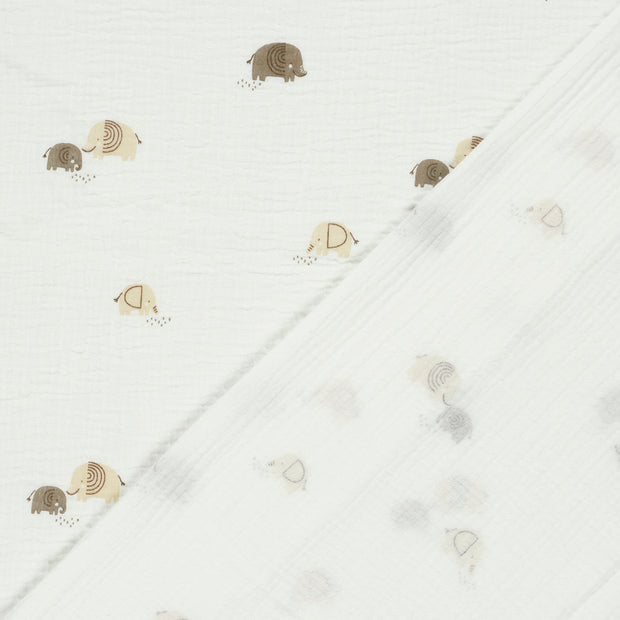 Muslin fabric Elephants printed 