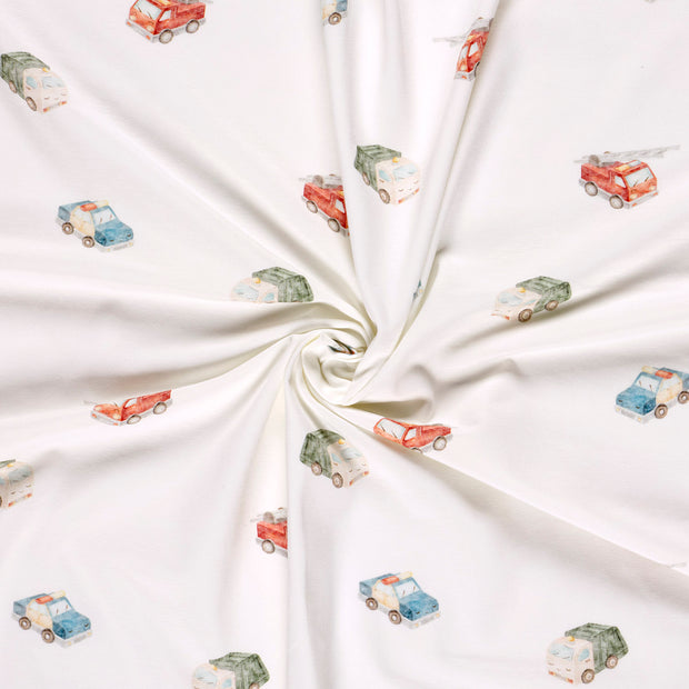 Cotton Jersey GOTS organic fabric Off White digital printed 