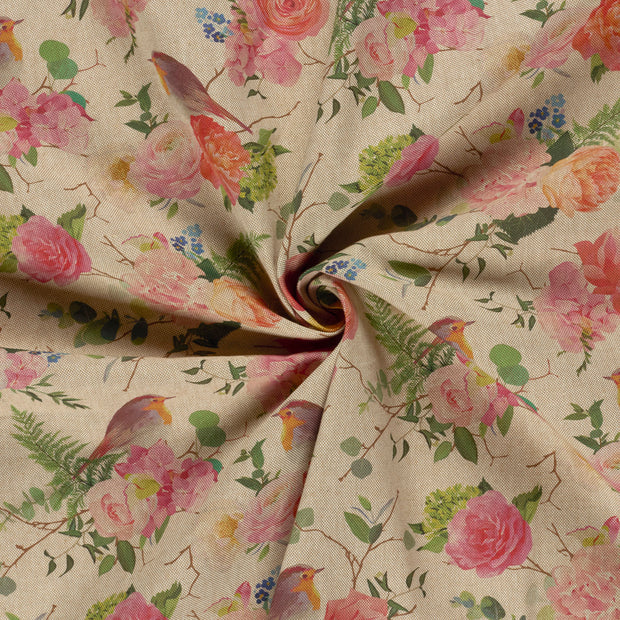 Linen Look fabric Light Pink digital printed 