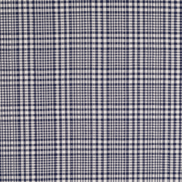 Seersucker fabric Checks Navy