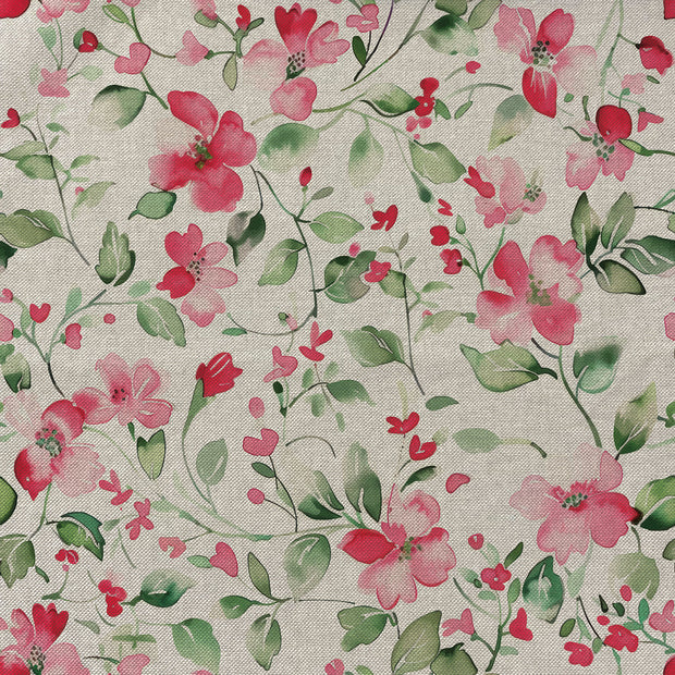 Linen Look fabric Flowers Fuchsia
