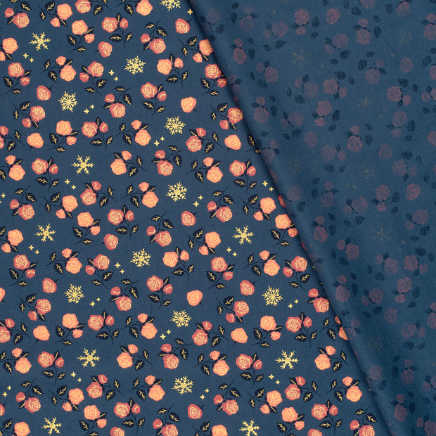 Algodón Popelina tela estrellas de Navidad estampado con lámina 