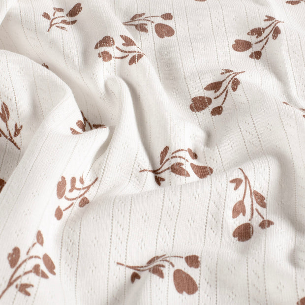 Pinpoint fabric Leaves Off White