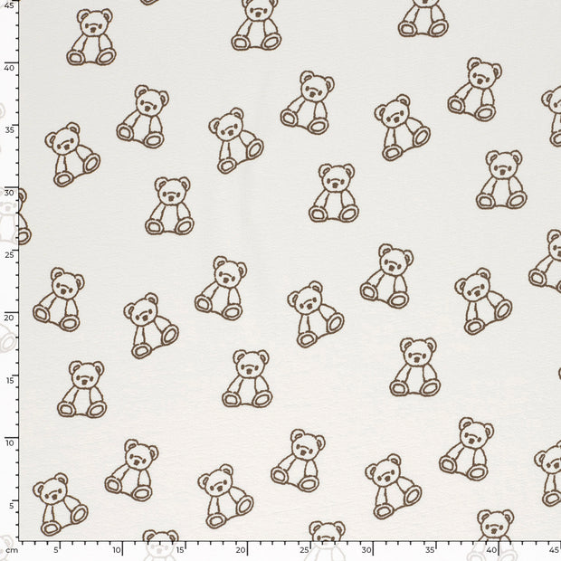 Terry Crepe fabric Bears Off White