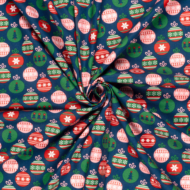 Cotton Poplin fabric Navy printed 