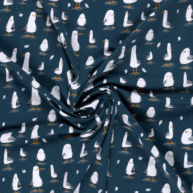 Jersey fabric Navy digital printed 