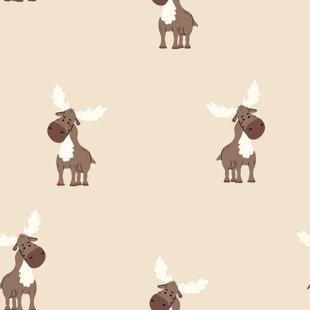 French Terry fabric Animals Beige