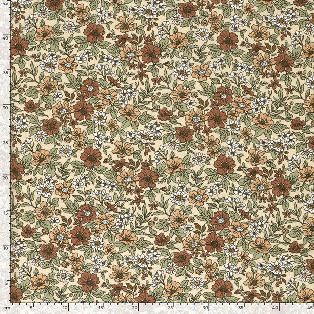 Jersey fabric Flowers Beige