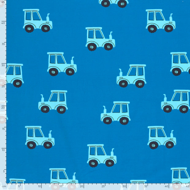 Jersey fabric Tractors Indigo