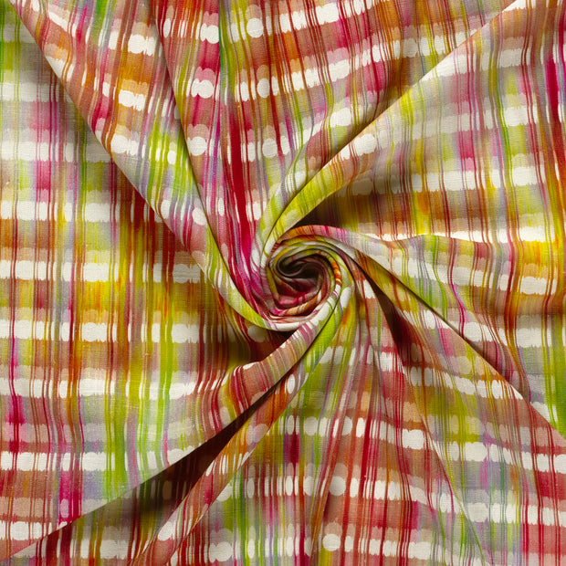 Woven Viscose Linen fabric White printed 