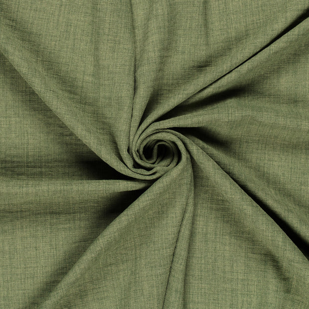 Linen Look fabric Khaki Green printed 