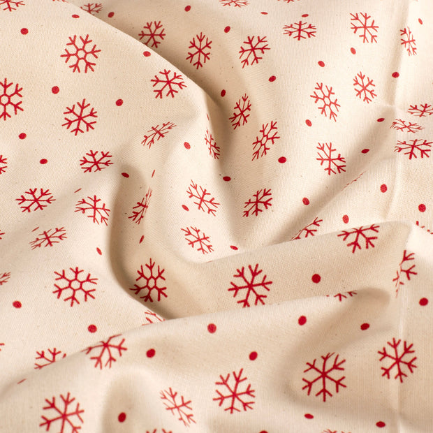 Cotton Poplin fabric Christmas Off White