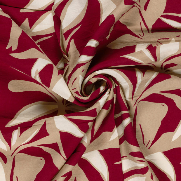 Viscose Nylon Crepe fabric Bordeaux printed 