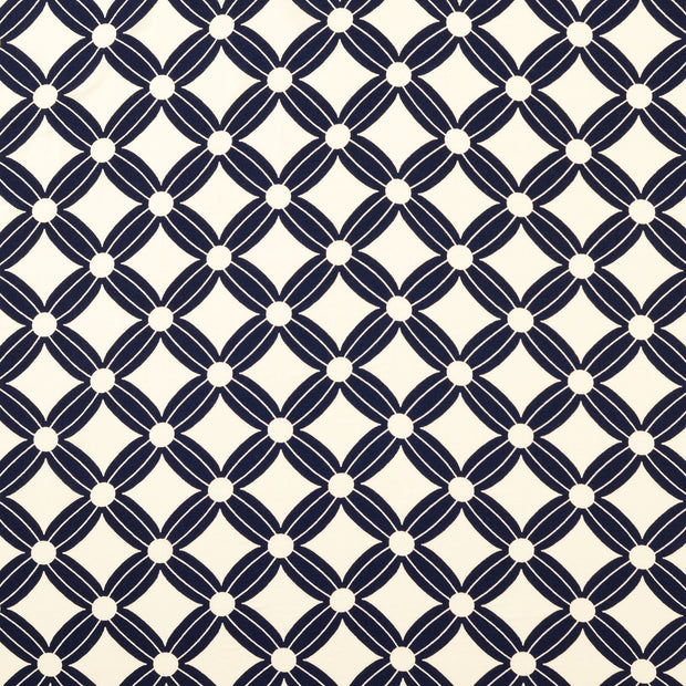 Viscose Poplin fabric Flowers Navy