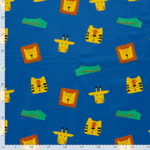 Jersey fabric Animals Cobalt