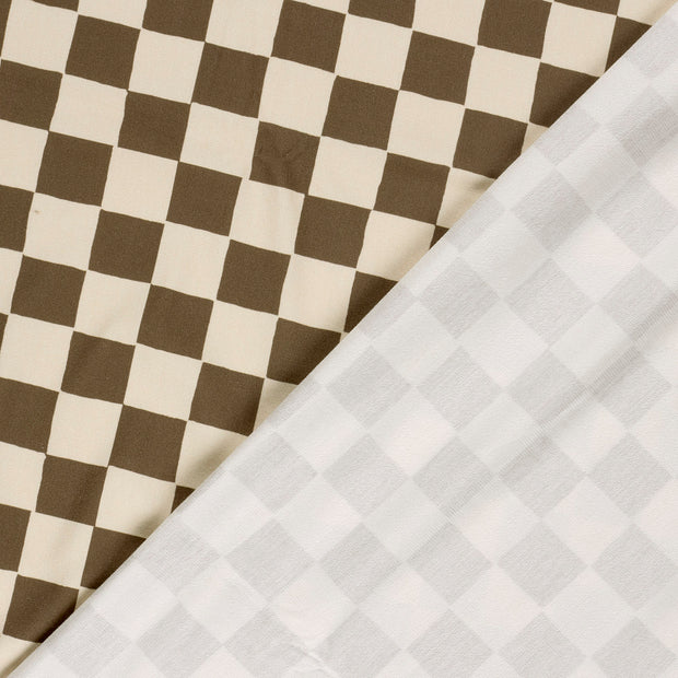 French Terry GOTS organic fabric Checks digital printed 