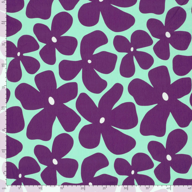 Jersey fabric Flowers Mint