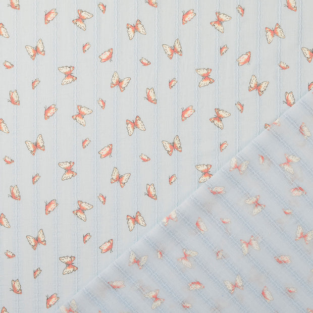 Voile fabric Baby Blue digital printed 