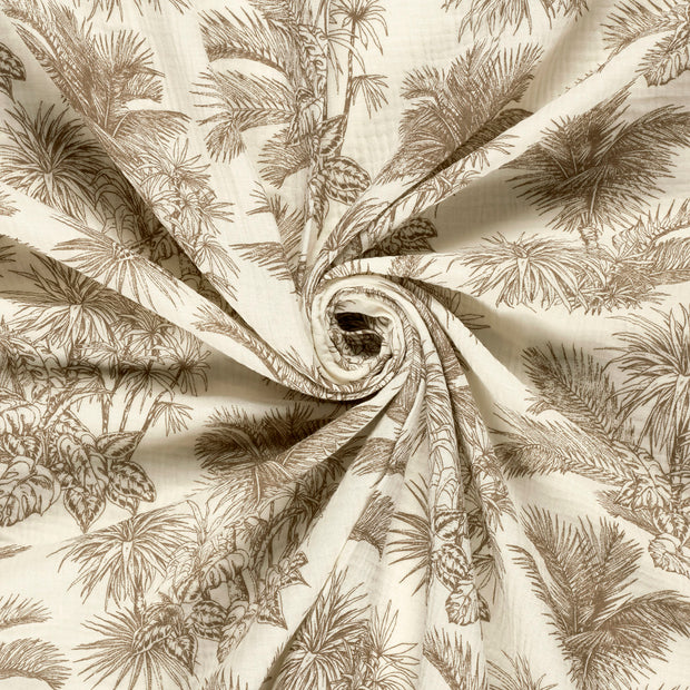 Muslin fabric Off White printed 