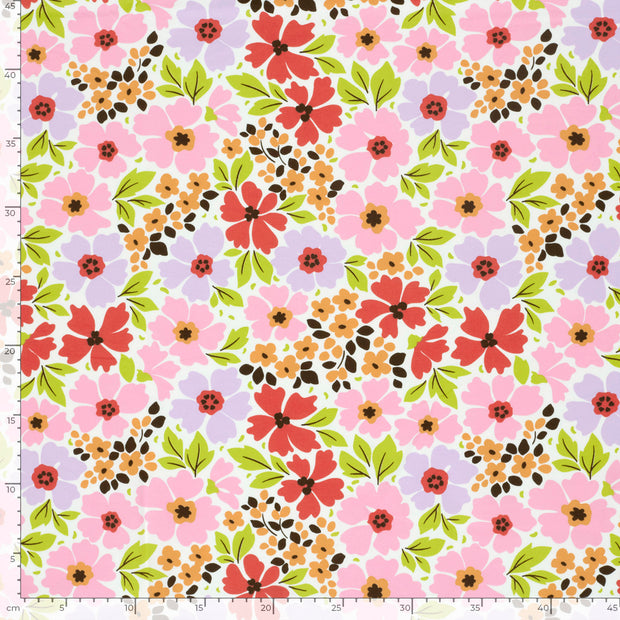 Jersey fabric Flowers Off White