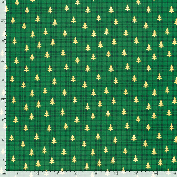 Cotton Poplin fabric Trees Green