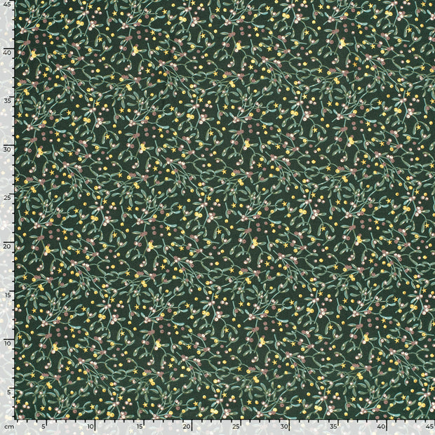 Cotton Poplin fabric Leaves Dark Green