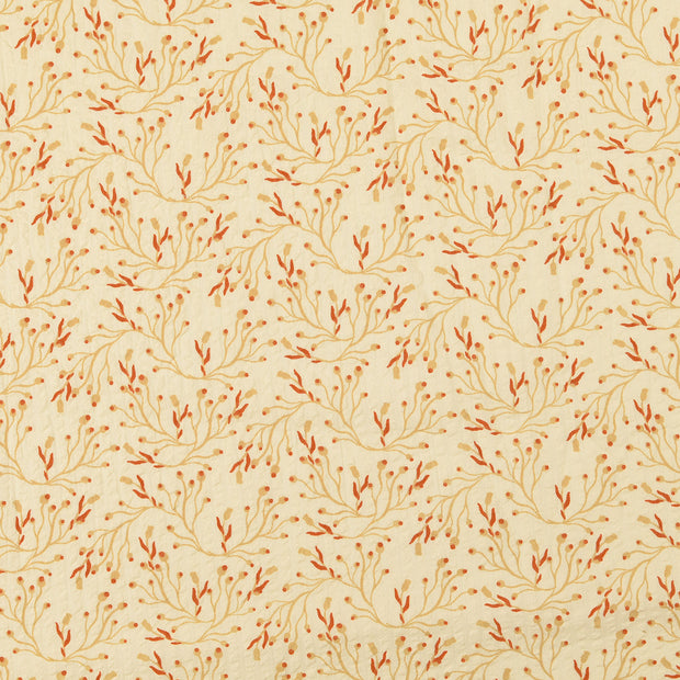 Seersucker fabric Flowers Beige