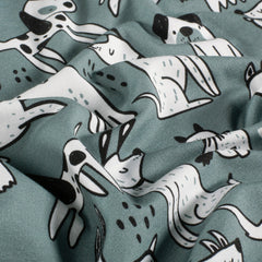 French Terry digital printed Dogs Steel Blue