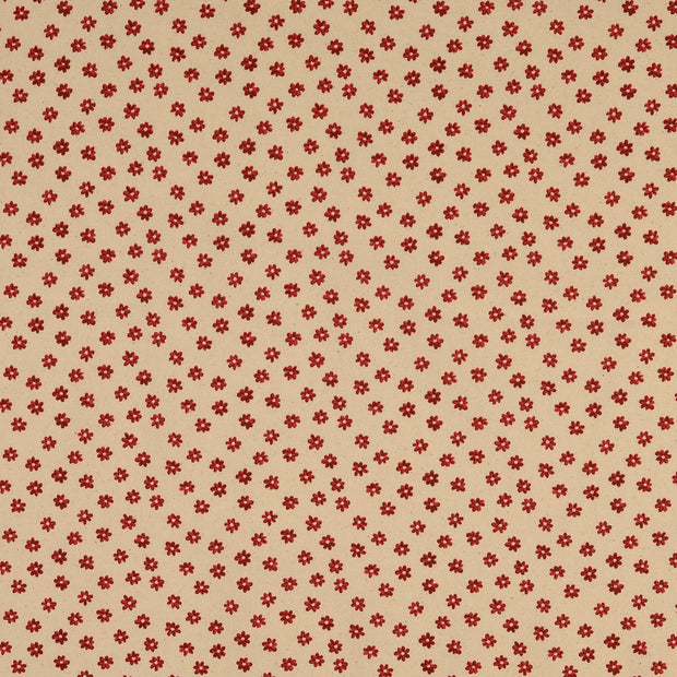 Cretonne fabric Flowers Bordeaux