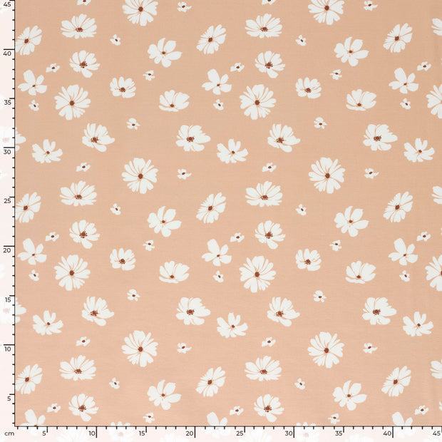 Jersey tissu fleurs Rose