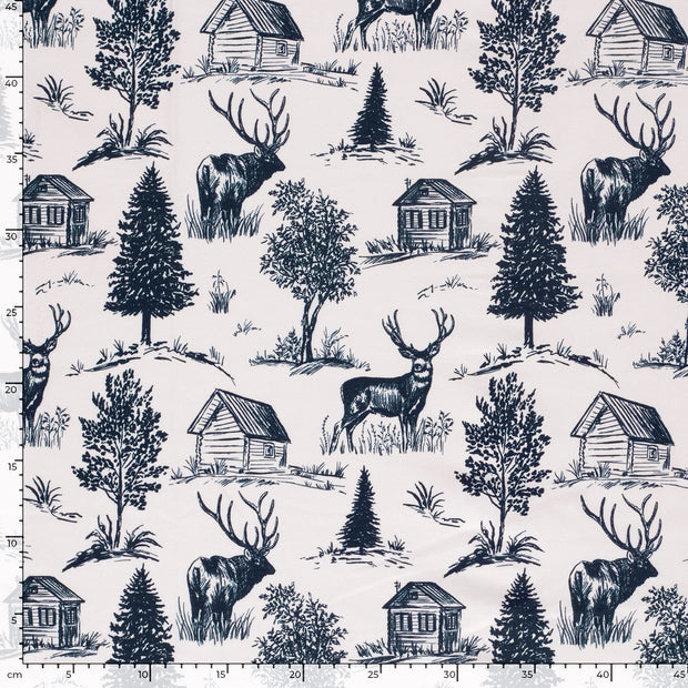 Jersey fabric Deer Cobalt