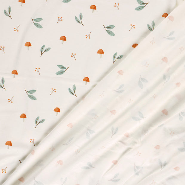 Cotton Jersey GOTS organic fabric Mushrooms digital printed 