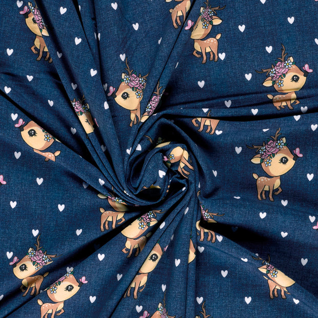 French Terry fabric Navy digital printed 
