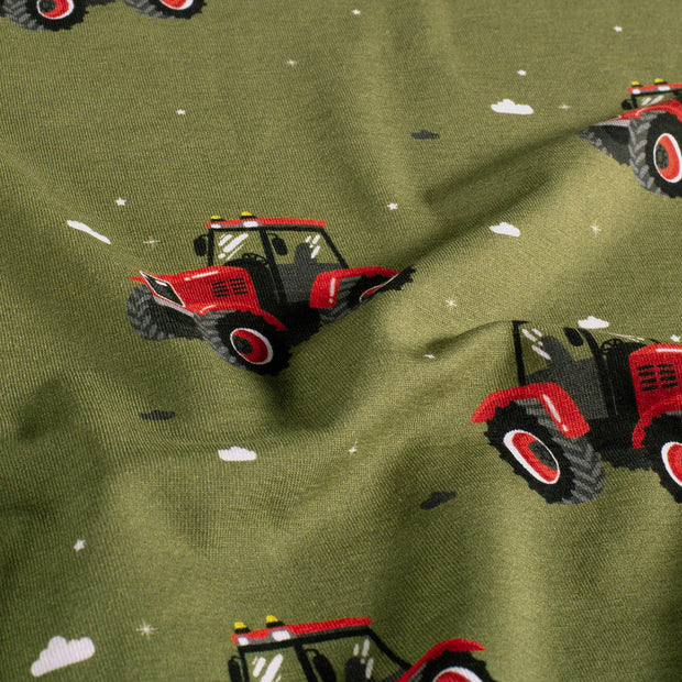 Jersey fabric Tractors Olive Green