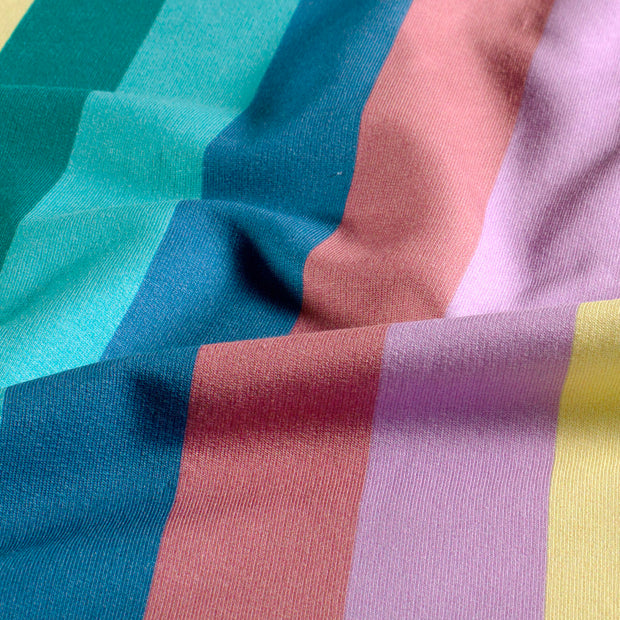 French Terry fabric Stripes Petrol