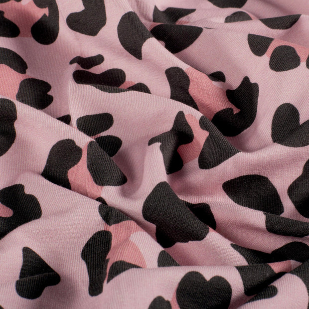 French Terry fabric Leopards Pink