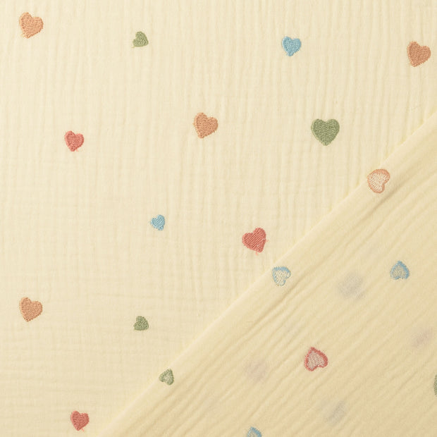 Muslin fabric Off White embroidered 
