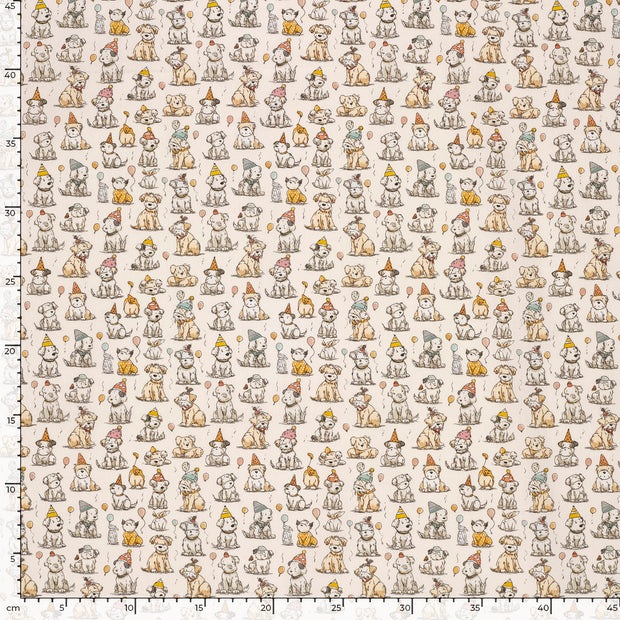 Cotton Poplin fabric Dogs Off White
