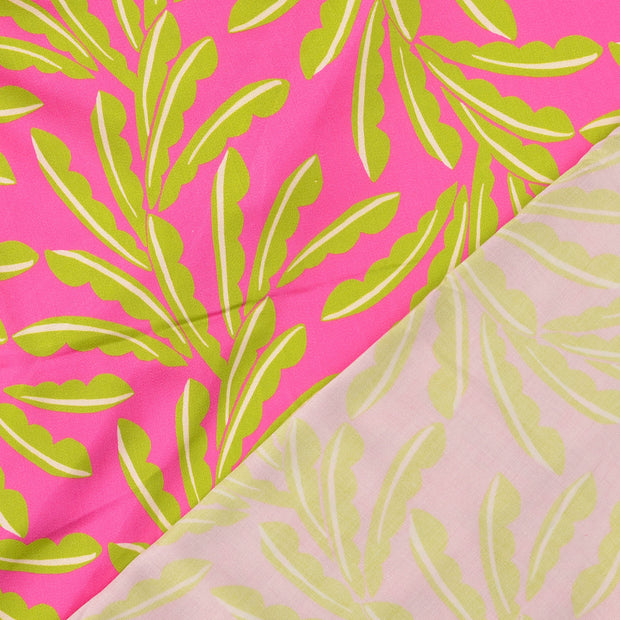 Viscose Satin fabric Pink digital printed 