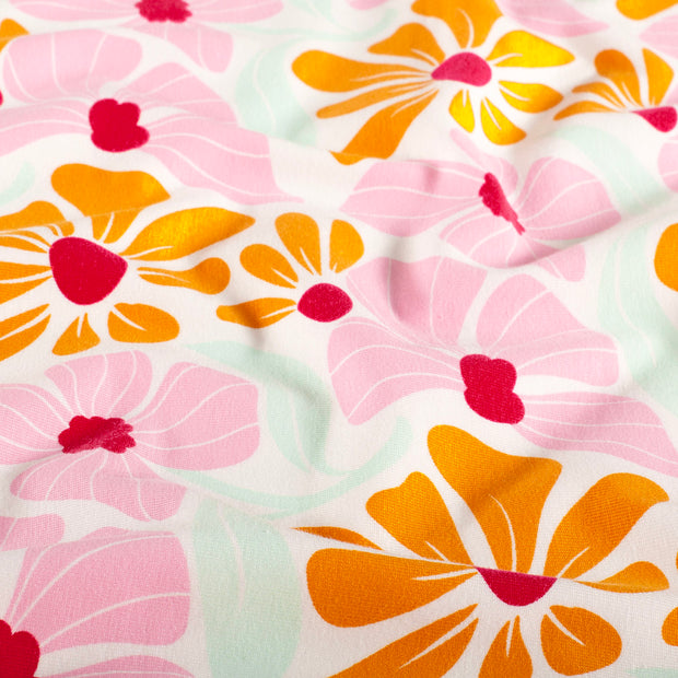 Jersey fabric Flowers Off White