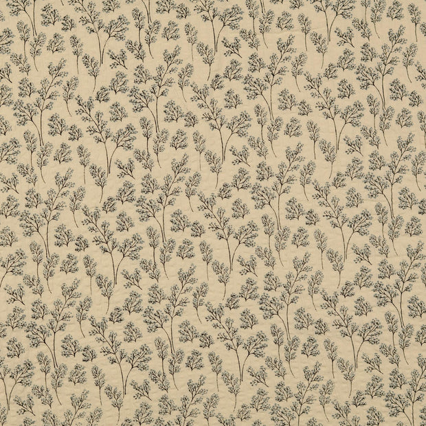 Seersucker fabric Flowers Grey