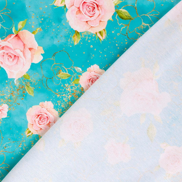 French Terry fabric Roses digital printed 